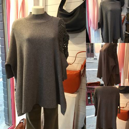 Pull poncho gris