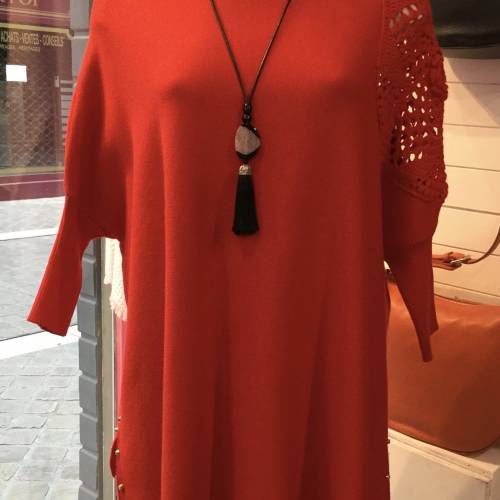Pull poncho rouge 