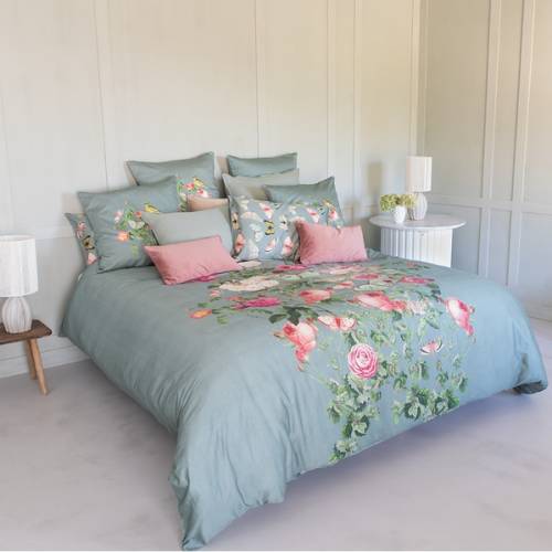HOUSSE DE COUETTE ROSERAIE GRIS VERT