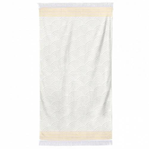 Drap de plage basque et coloré Blanc Artea Ecru/Jaune d'or