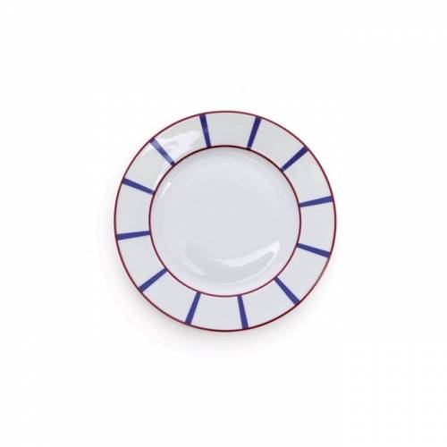 Assiette à dessert Blanc Amatxi rouge-bleu