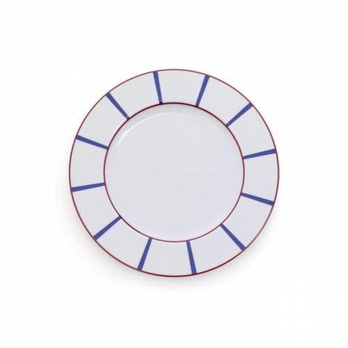 Assiette plate Blanc Amatxi rouge-bleu