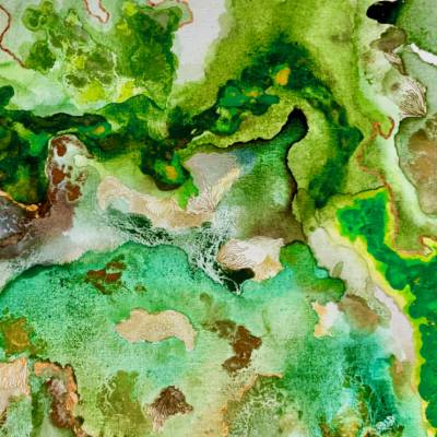 Profondeurs vertes 100x80  cm  encadré