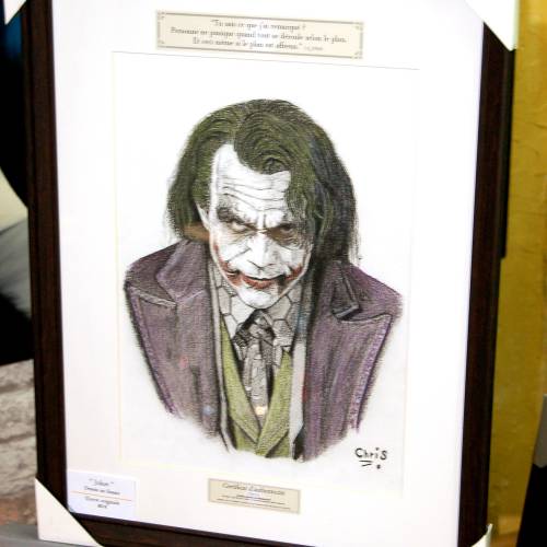 Joker Dark Knight - Dessin ORIGINAL A4 au fusain et pastel sur feuille à grain.