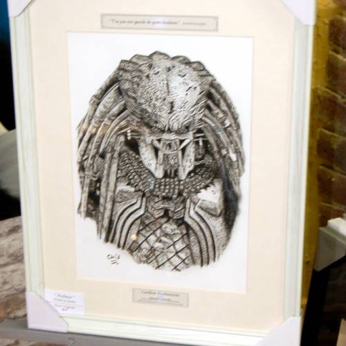 Predator - Dessin ORIGINAL A4 au fusain sur feuille à grain.