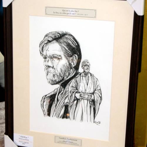 Obi-wan Star Wars - Dessin ORIGINAL A4 au fusain sur feuille à grain.