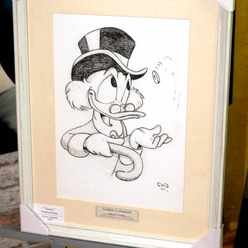 Picsou - Dessin ORIGINAL A4 au fusain sur feuille à grain.