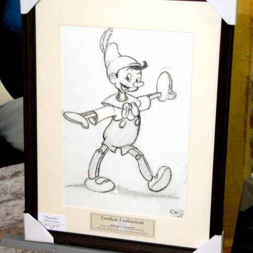 Pinocchio - Dessin ORIGINAL A4 au fusain sur feuille à grain.