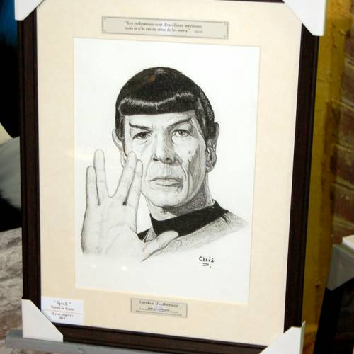 Spock star trek - Dessin ORIGINAL A4 au fusain sur feuille à grain.