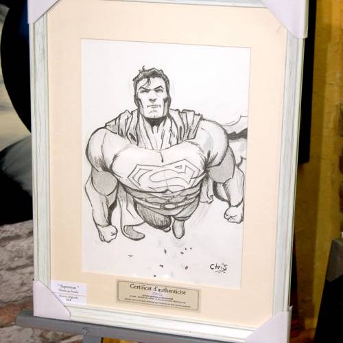 Superman - Dessin ORIGINAL A4 au fusain sur feuille à grain.