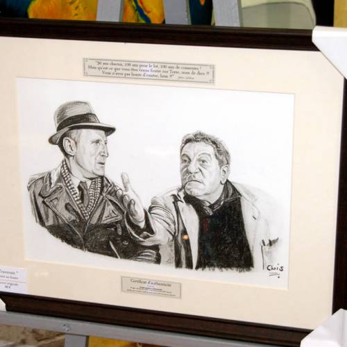 la traversée de Paris - Dessin ORIGINAL A4 au fusain sur feuille à grain.