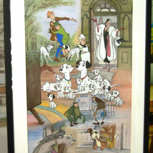 101 Dalmatiens - Dessin ORIGINAL 50 x 70 cm au fusain et pastel sur feuille à grain.