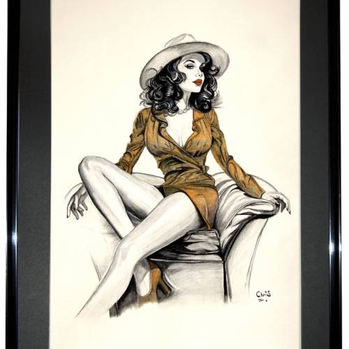 Fauteuil - Dessin ORIGINAL 50 x 70 cm au fusain et pastel sur feuille à grain.