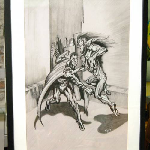 Incassable - Dessin ORIGINAL 50 x 70 cm au fusain sur feuille à grain.