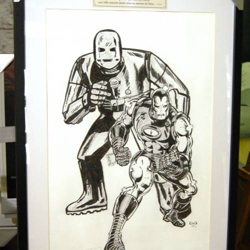 Iron Man - Dessin ORIGINAL 50 x 70 cm au fusain sur feuille à grain.