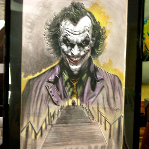 Joker - Dessin ORIGINAL 50 x 70 cm au fusain et pastel sur feuille à grain.