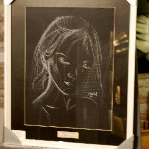 Esquisse - Dessin ORIGINAL A3 à la craie blanche sur feuille à grain.