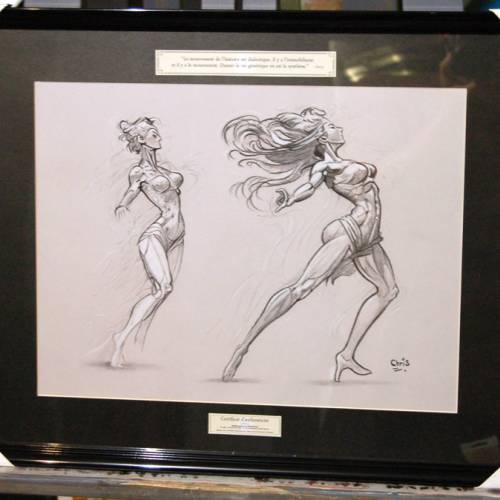 Mouvement - Dessin ORIGINAL A3 au fusain sur feuille à grain.