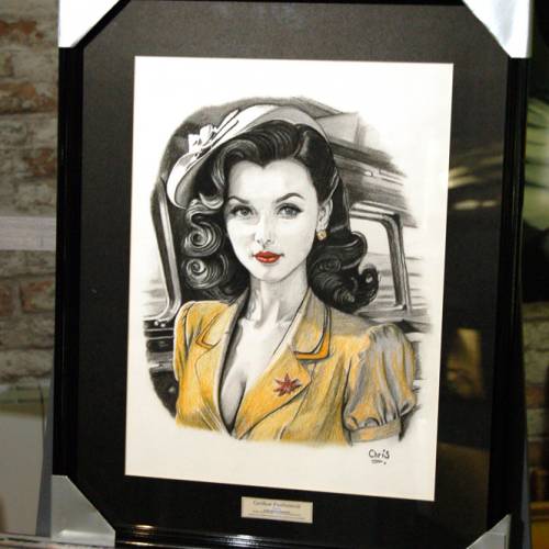 Train - Dessin ORIGINAL A3 au fusain et pastel sur feuille à grain.