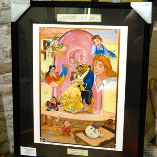 La belle et la bête - A3 - REPRODUCTION sous cadre de mon dessin.