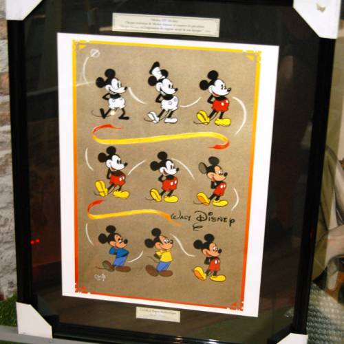 Mickey évolution - A3 - REPRODUCTION sous cadre de mon dessin.
